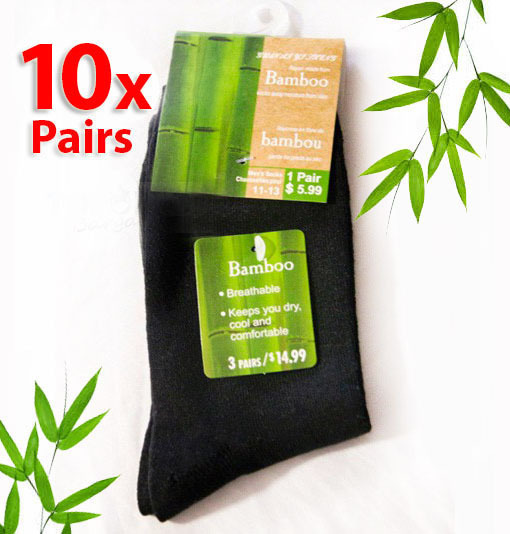 10 x Bamboo Fiber Socks Natural Healthy Antibacterial (BLACK)