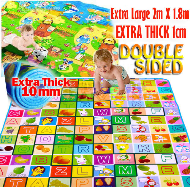 XL Double Sided 2m Extra Thick Baby Kids Play Mat