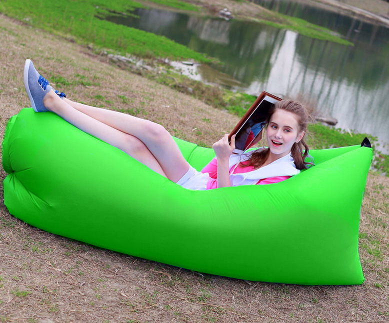 Inflatable Air Sofa Lounger Lazy Couch in Portable Bag (Lime Green)