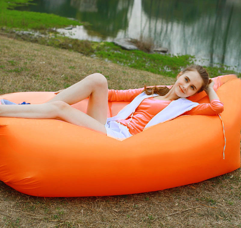 Inflatable Air Sofa Lounger Lazy Couch in Portable Bag (ORANGE)
