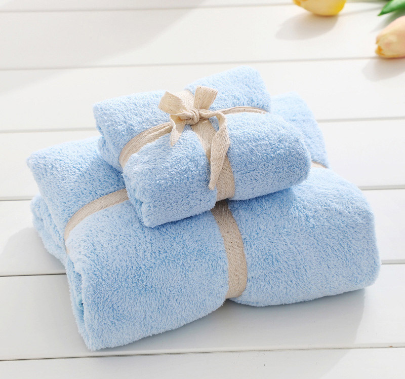 2PCS Set Luxury Soft Fleece Bath Towels/Blankets (Blue)