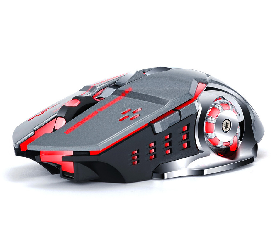 Free Wolf X8 Gaming Wireless Mechanical RGB Optical Mouse (Space Grey)