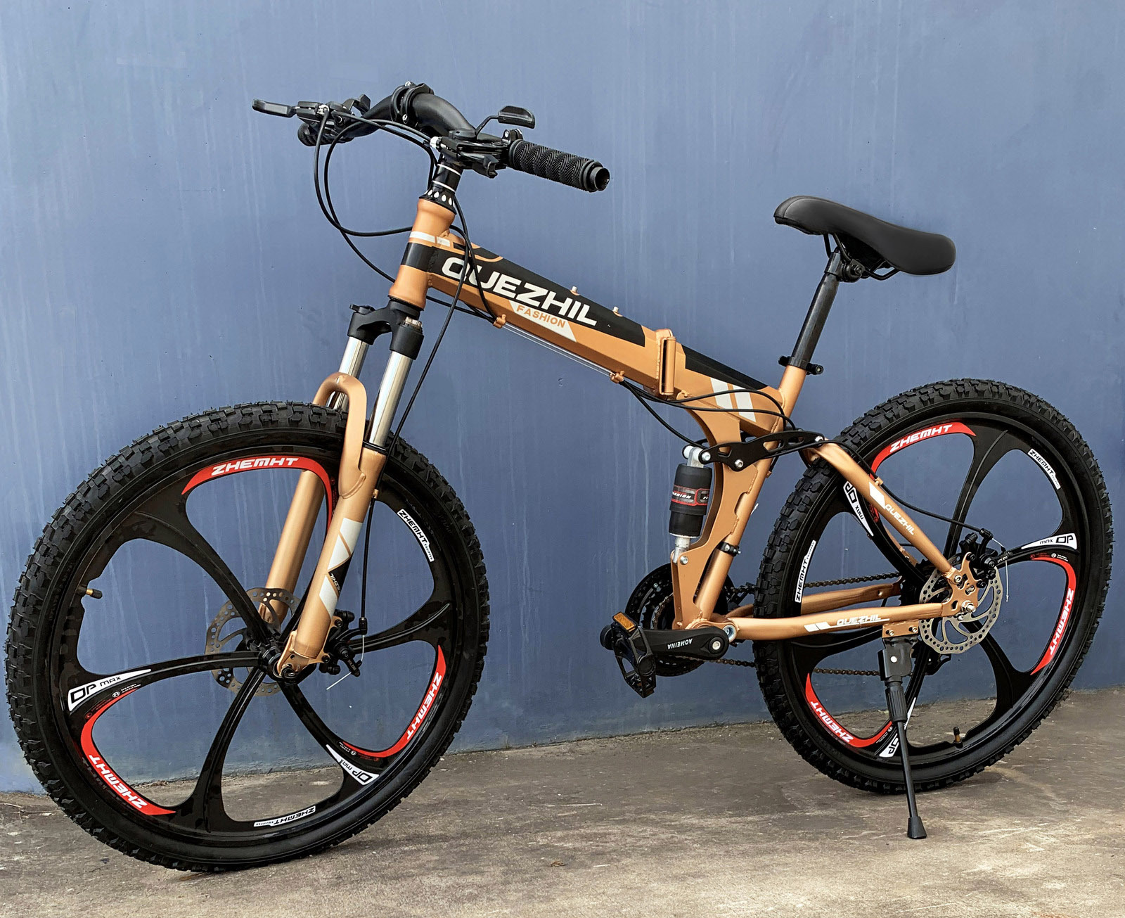 6 Spoke Foldable Mountain Bike (Premium Gold & Black Bicycle)