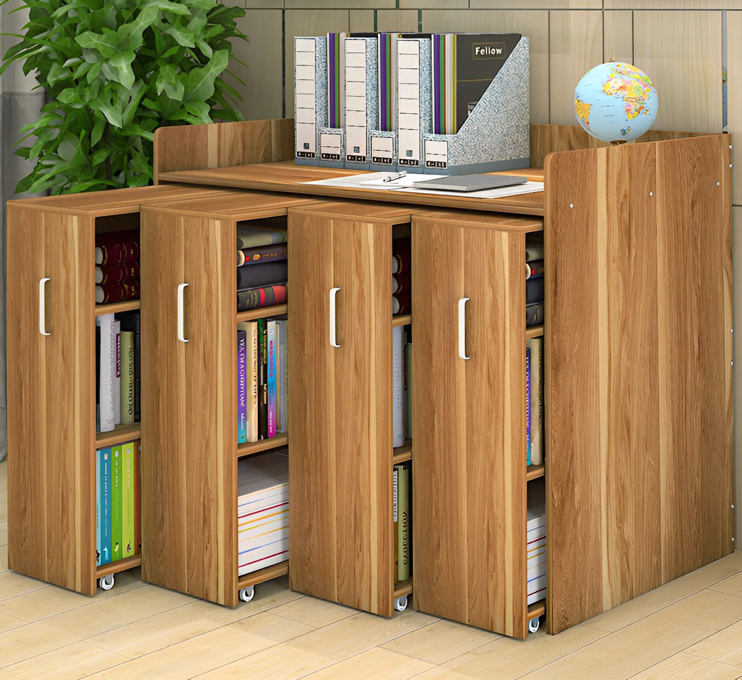 Infinity Vertical Cabinet Shelving System 4-Drawer (Oak)