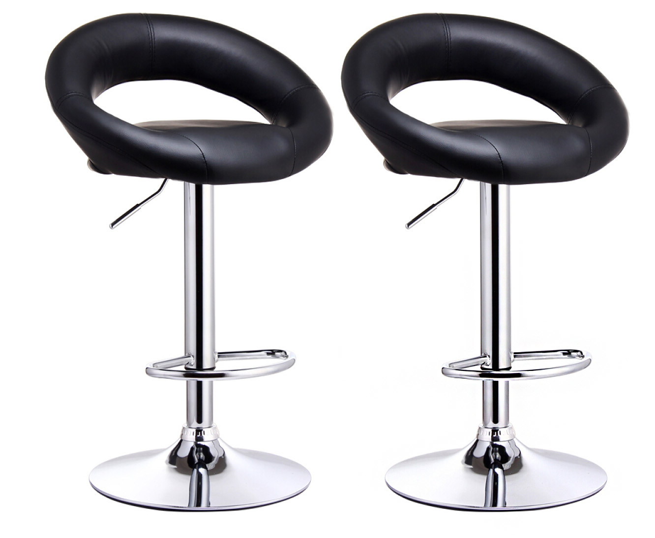 2 x  Royal Designer Bar Stools Moon Chairs (BLACK - Set of 2)