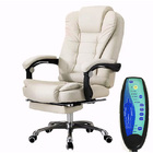 Apex Deluxe Executive Reclining Office Chair with Foot Rest & Massager (White/Cream)