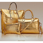 3 PCS Luxe Leather Handbag Set, Large Tote, Shoulder Bag, Clutch Purse Wallet (Gold)