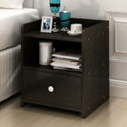 2 x Varossa Classic Bedside Table with Drawer (Black Wood)