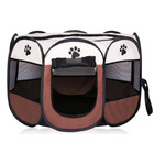 Portable Foldable Pet Dog Cat Playpen (Medium, Chocolate & Cream)
