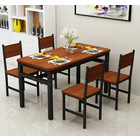 5 x Piece Set Bliss Large Wood & Steel Dining Table & Chairs (Oak & Black)