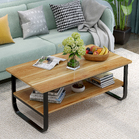 Elegance Wood & Steel Coffee Table with Shelf (Black and Oak)
