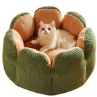 Large Cactus Flower Petal Shaped Pet Bed Comfy Cat Dog Nest (Green, 60cm)