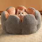 Cactus Flower Petal Shaped Pet Bed Comfy Cat Dog Nest (Grey, 50cm)