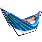 Deluxe Double Hammock and Premium Steel Stand Combo Set (Blue)