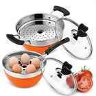 2PCS Multipurpose Stainless Steel Pots Cooker Boiler Steamer Egg Poacher Cookware Set