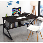 Kori Wood & Metal Computer Desk with Shelf (Black Walnut)