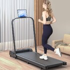 2-in-1 Fitness Foldable Electric Treadmill Space-Saving Machine Walking Running Pad