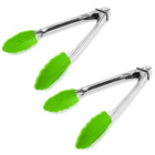 2 Pack 18cm Good Grip Stainless Steel Mini Tongs with Silicone Tips - Green