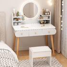 LED Luminous Beauty Large Dresser Vanity Table with Mirror, Stool and Storage Drawers Set