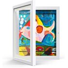 A3 Kids Art Frame Wooden Artwork Display Children Drawing Storage Holds 150 Pictures (White)