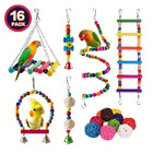 16-Piece Interactive Bird Toys Collection Swing Perche Cage Accessories