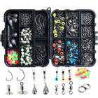251 PC Fishing Accessories Lures Hooks Swivel Beads Kit Tackle Box