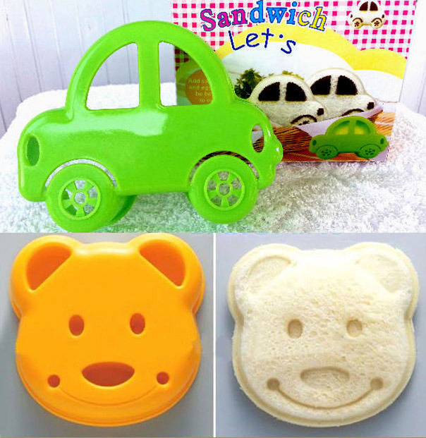 4 Pack Kitchen Tools: 2 Teddy Bear + 2 Car Sandwich Makers