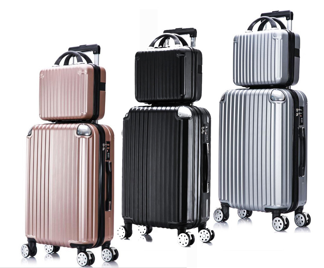 2-Piece Deluxe Ultra Light Tough Standard Cabin Luggage Suitcase Set