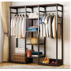 New Wardrobe Cupboard Shelves & Clothes Hanging Racks Furniture (Black ...