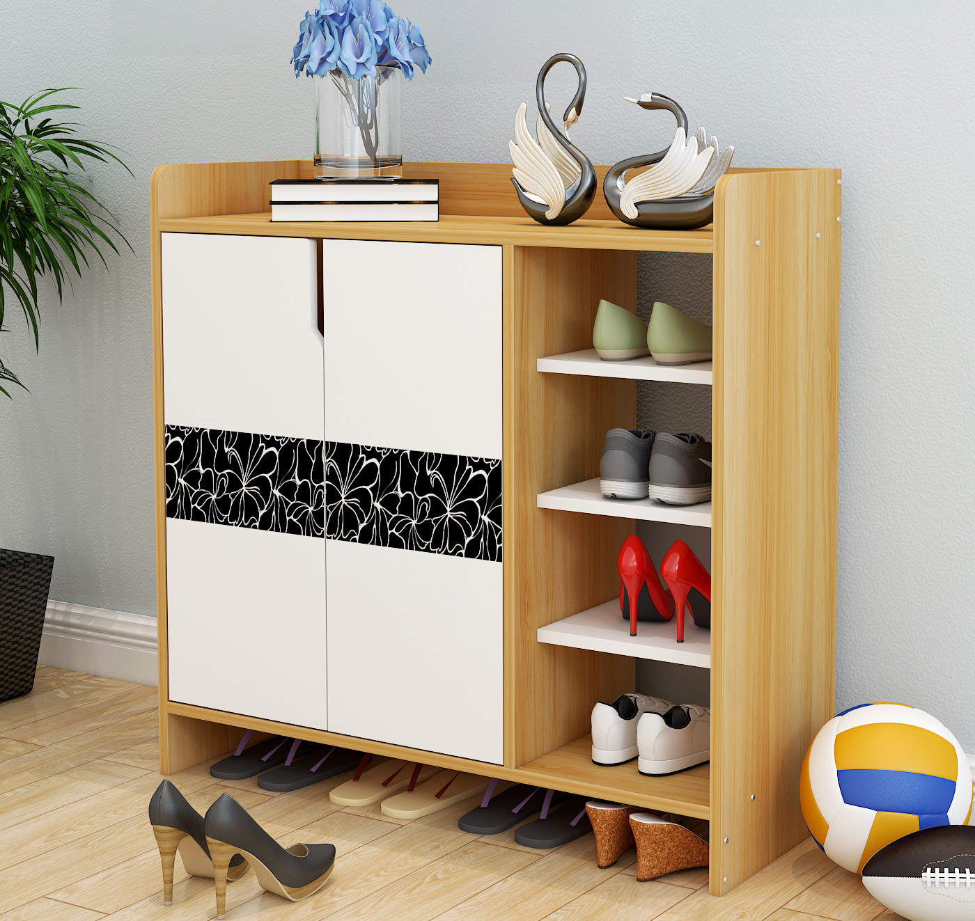 Avenue Deluxe Contemporary Wooden Shoe Storage Cabinet