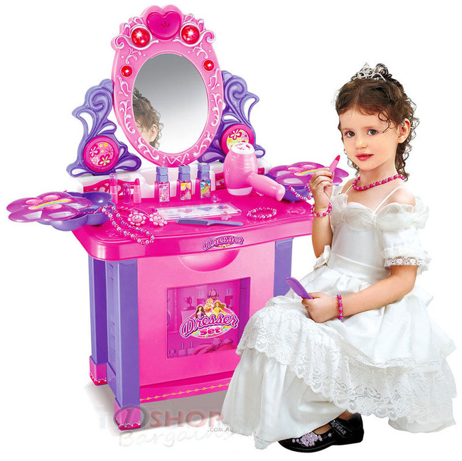 Beauty Dresser Make Up Vanity Table Play Set with Music & Light