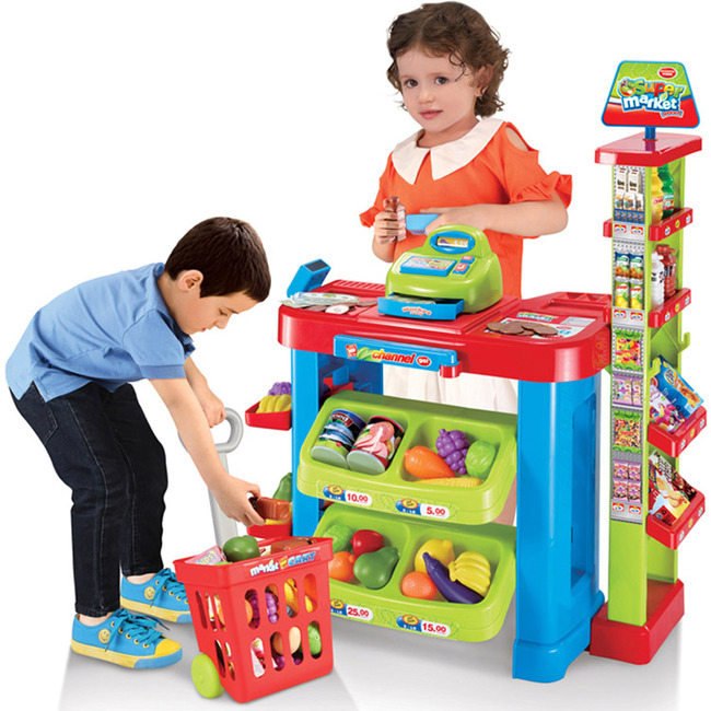 Deluxe Supermarket Toy Set with Shopping Cart/Trolley