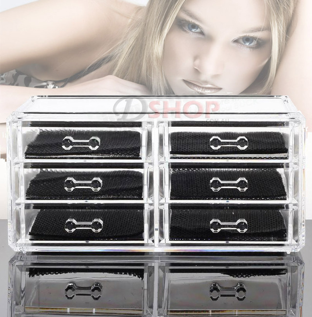 6-Drawer Crystal Clear Acrylic Cosmetic Makeup Display Organizer Jewellery Box