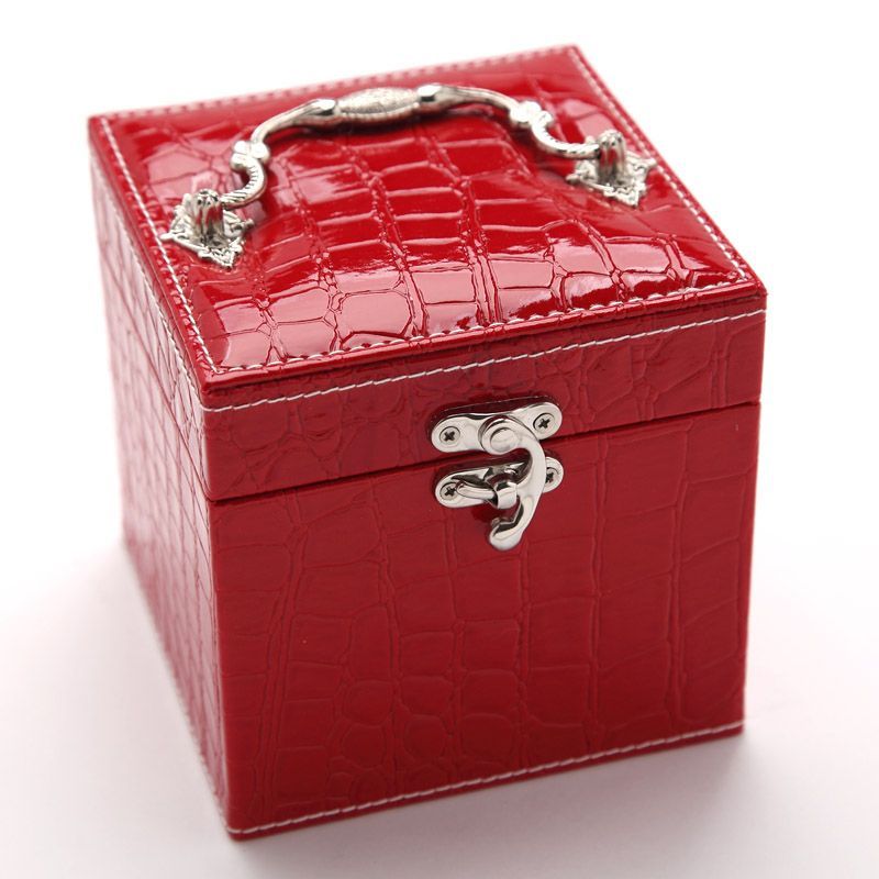 Deluxe PU Leather Jewellery Box Storage Case Organiser Gift (Red)