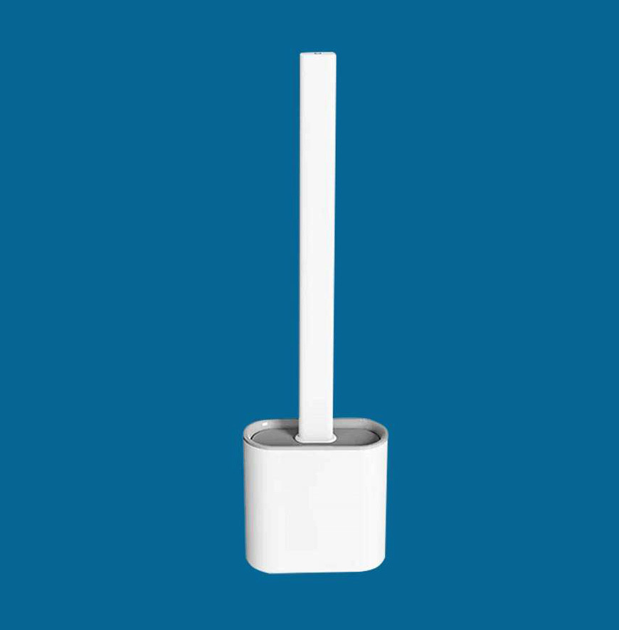 Revolutionary Silicone Soft Flex Toilet Brush and Holder (White)