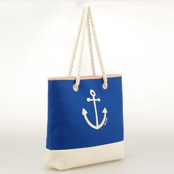 Beach Style Sailor Anchor Cotton Canvas Bag