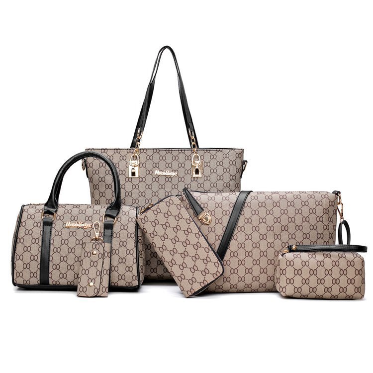 6 Pieces Designer Handbag Set Tote Shoulder Bag Clutch Purse Coin Wallet