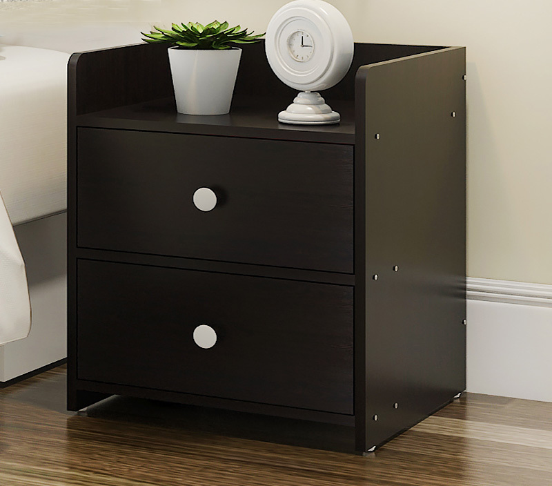 2 x Varossa Classic Bedside Table / Chest of Drawers (Black Wood)