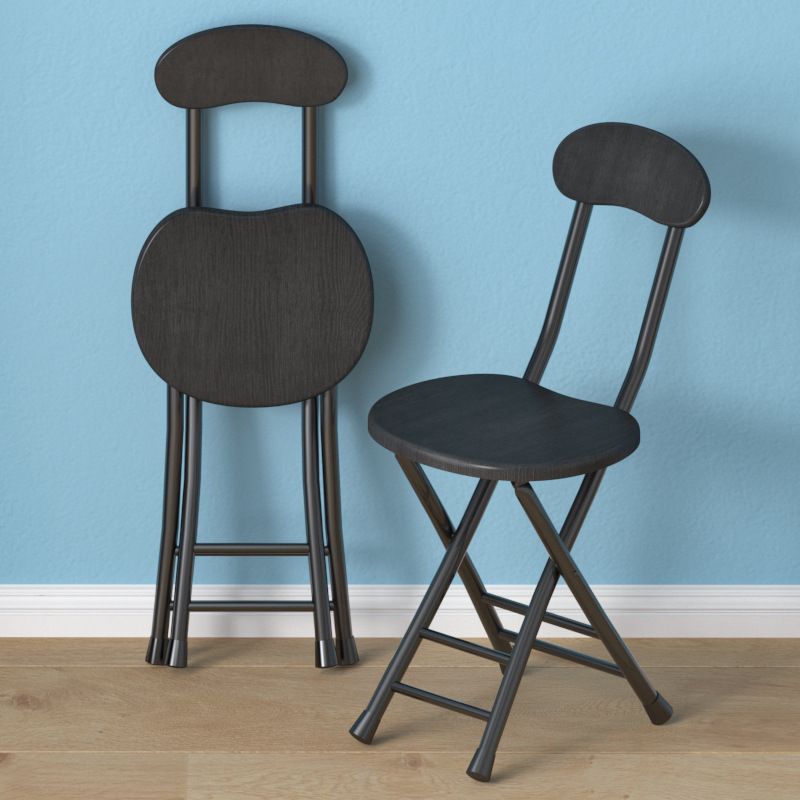 2 x Grace Steel and Wood Folding Chairs (Black)