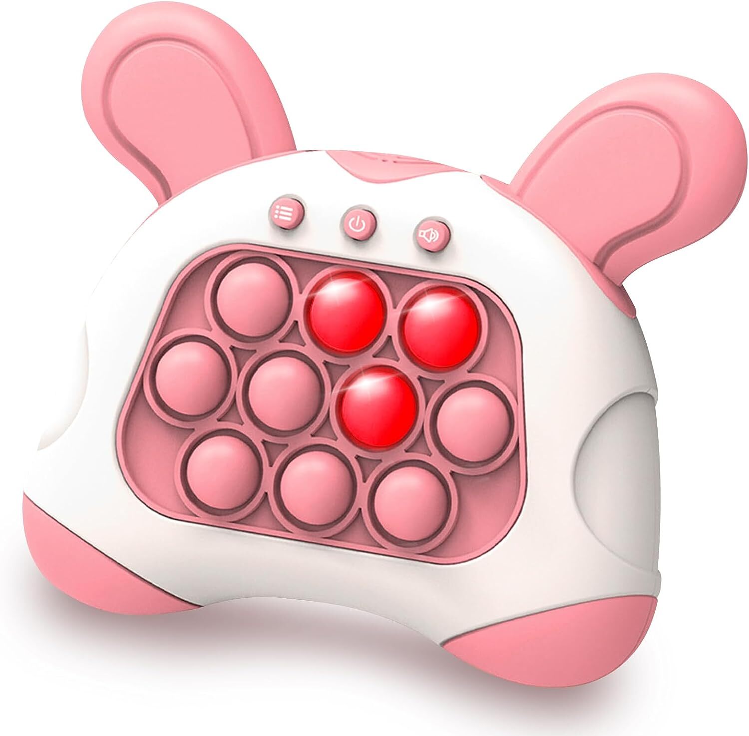 Light Up Push Pop Puzzle Eletric Handheld Game Console Fidget Toy Machine (Pink Rabbit)