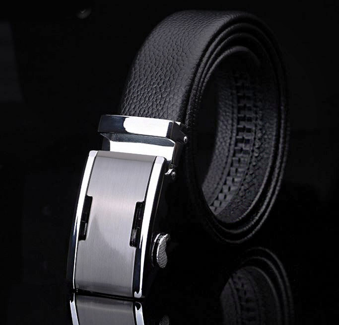 Genuine Leather Belt with Silver Plate Buckle -115cm
