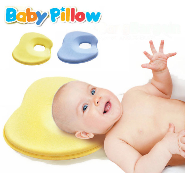 Baby Head Rest Support Pillow Memory Foam Prevent Flat Head (Bright Yellow)