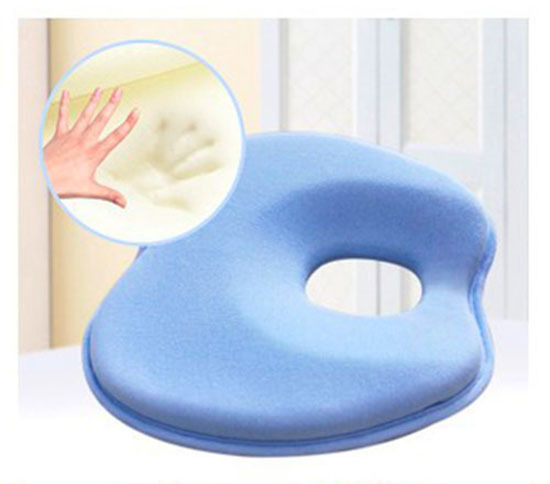 Baby Head Rest Support Pillow Memory Foam Prevent Flat Head (Baby Blue)