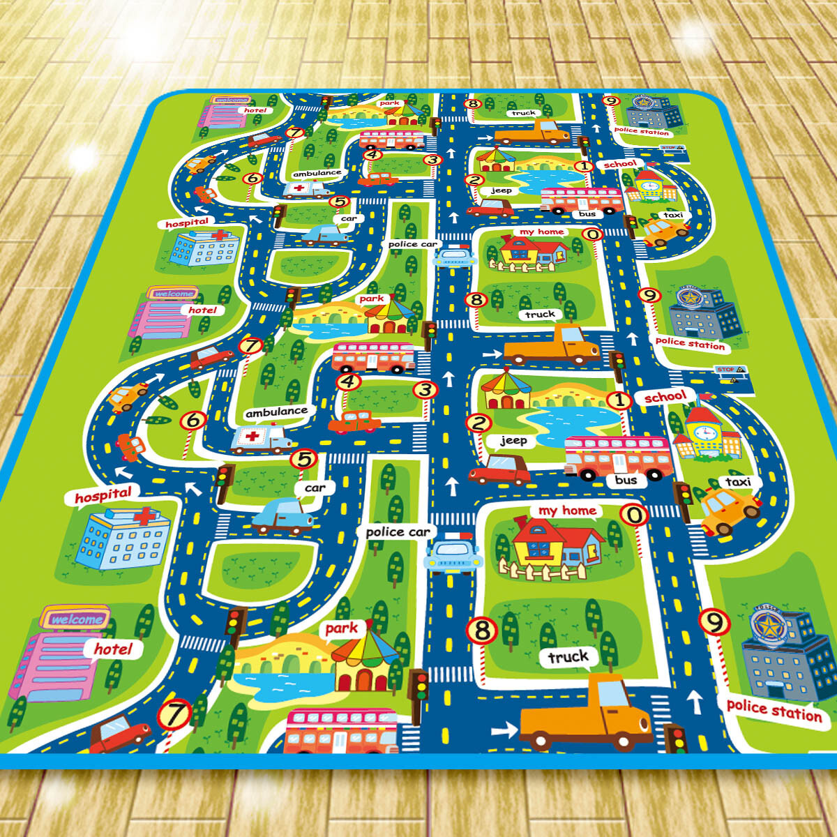 City Road Map Baby Kids Play Mat Interactive Picnic Rug