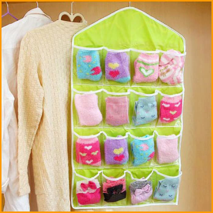 Wardrobe Storage Bag Socks Underwear Hanging Pockets Organiser