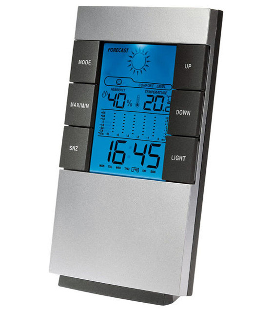 Weather Station Lcd Digital Alarm Clock, Alarm Clock With Weather