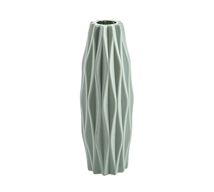 Flower Vase Ceramic Look Plastic Vase (Sage Green)