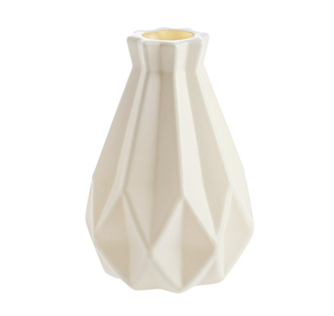 Flower Vase Ceramic Look Plastic Vase (White)