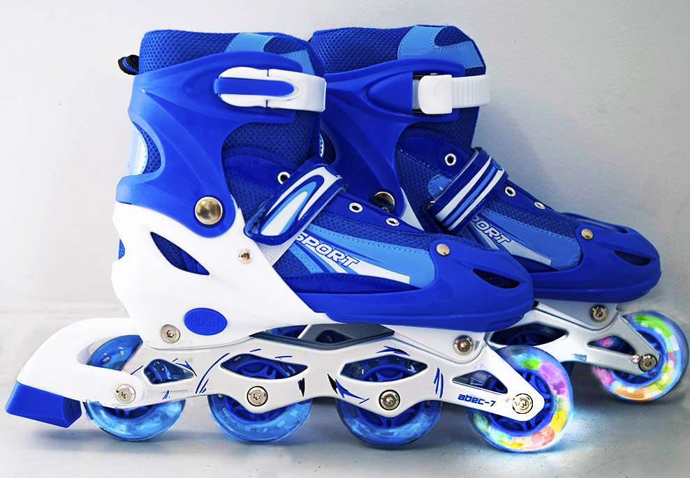 Adjustable Roller Blades Inline Skates (Blue , L)