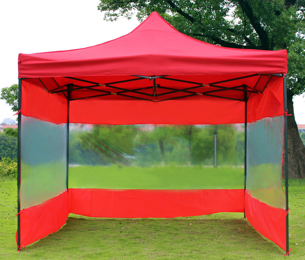 3-Side Gazebo Walls 3m x 3m (Opaque Red - Walls Only)